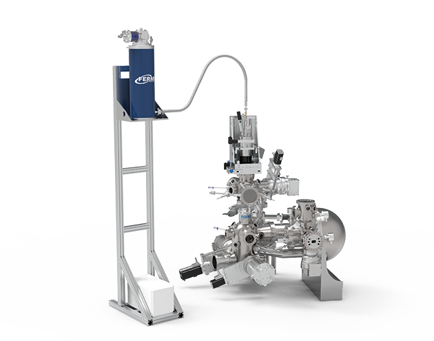 Shock-absorbing self-circulating helium liquefaction system